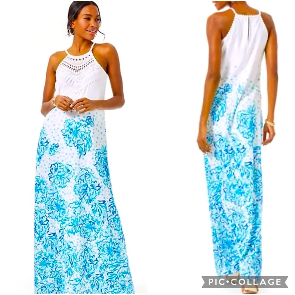 Lilly Pulitzer Pearl Soft Maxi Dress Resort White Karma Camellia Size 8
